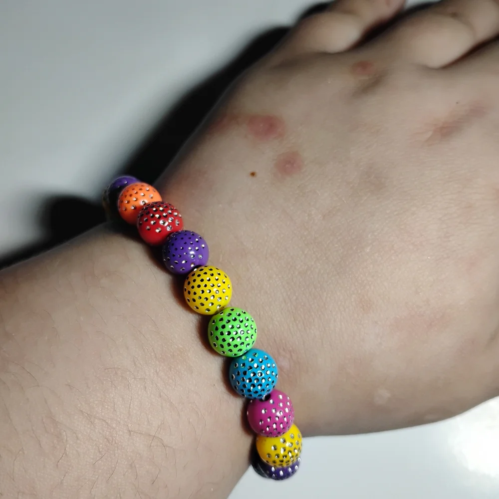 Multicolor Beaded Bracelet with Rhinestones - Picture 4 of 4